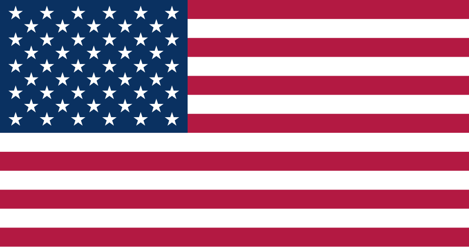 USA's flag: 50 hvide stjerner på blåt felt og 13 røde og hvide striber.
